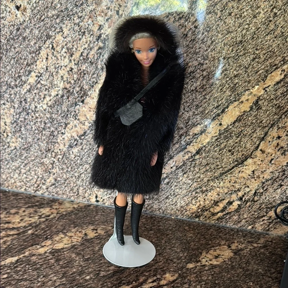 Barbie Black Winter Fashion Doll with Black Mink Coat